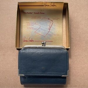 Estate Vintage Princess Garden French Purse Wallet Blue